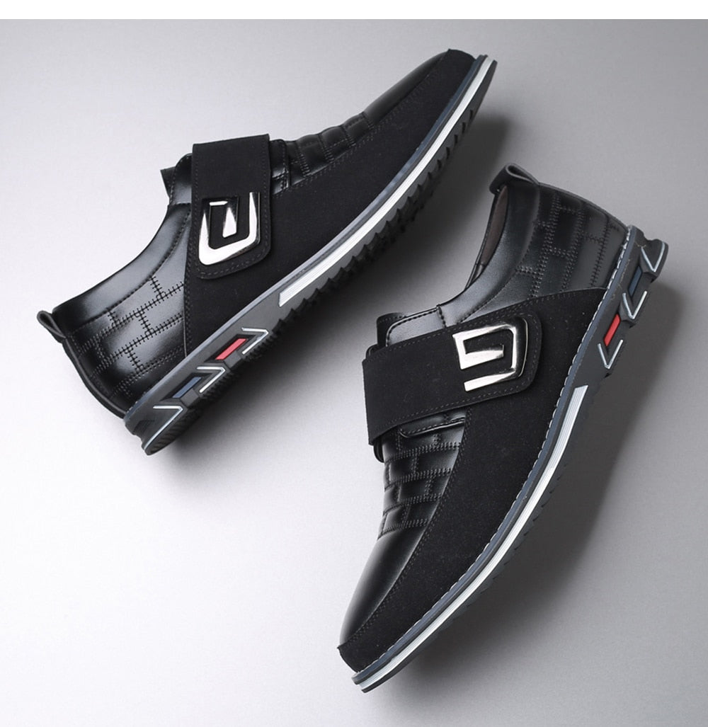 Valois Paris Pinoli — Chaussures Homme à Enfiler Patte Auto-Agrippante Noir