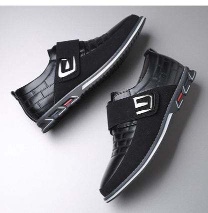 Valois Paris Pinoli — Chaussures Homme à Enfiler Patte Auto-Agrippante Noir