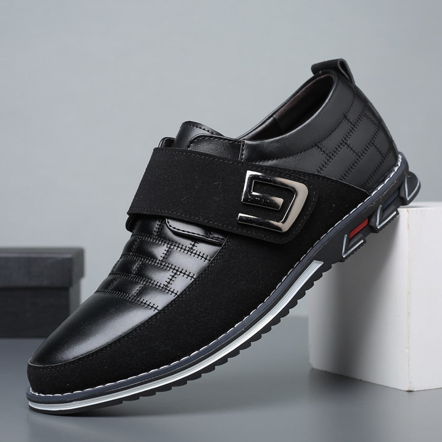 Valois Paris Pinoli — Chaussures Homme à Enfiler Patte Auto-Agrippante Noir